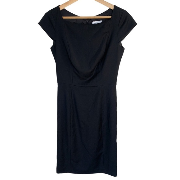 REISS Huxley Tailored Dress Black Wool Blend Cap Sleeve Square Neck Women’s Sz 4 - Picture 2 of 12